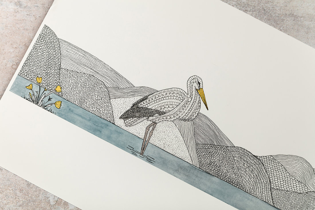 Katherine Jones Storks Drawing Commissions - Wildlife and Nature - Detail View