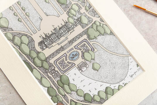 Katherine Jones Waddesdon Manor Landscape Map Print Detail